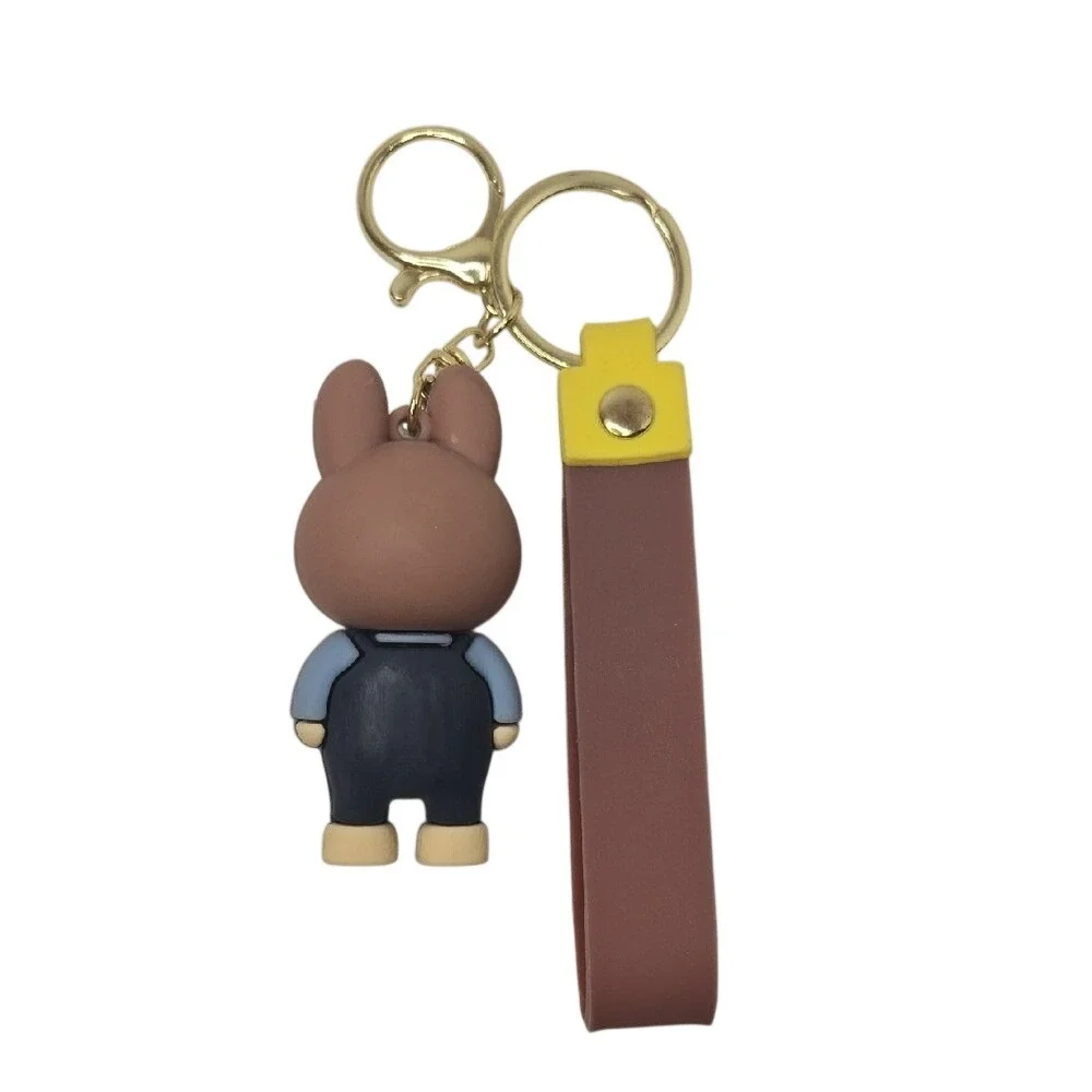 Labubu The Monsters Overall Silicone Figurine Gold Keychain with Strap Unbranded